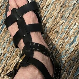 BARBARA BARBIERI  gladiator Black Leather Sandals
